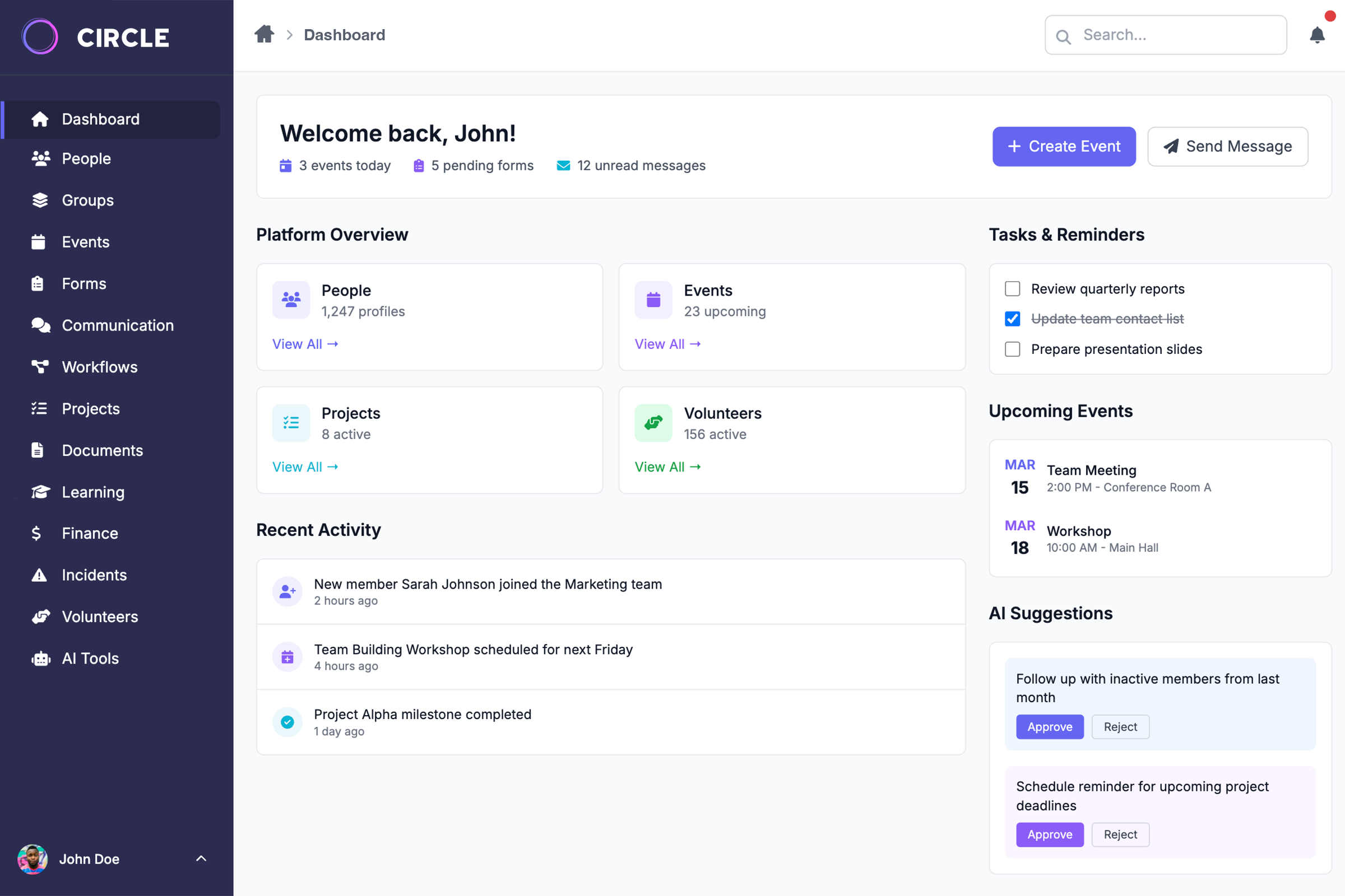 Dashboard mockup